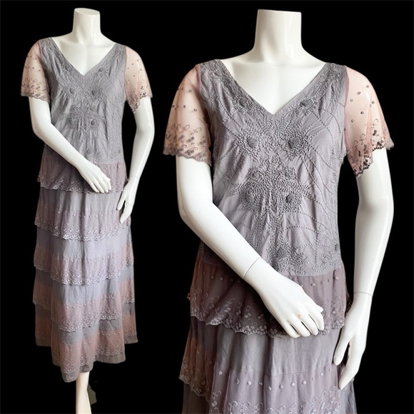Sundance Linen Floral Embroidered Lace Maxi Dress Cottage Peasant Boho Tribal 4 - Picture 1 of 11